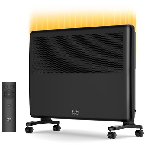 Philodeco Convection Panel Space Heater, 1500W Portable and Wall Mounted, Silent and Draught-Free with Intelligent Thermostat, 24 Timer, Remote Control, Child Lock
