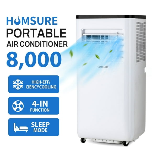 HUMSURE Portable Air Conditioners 8000 BTU ASHRAE (5000 BTU DOE) 150 Sq. ft, AC Unit With Built-in Cooler, Dehumidifier, Fan, Sleep Modes, Room Air Conditioner with Remote Control/Installation Kit