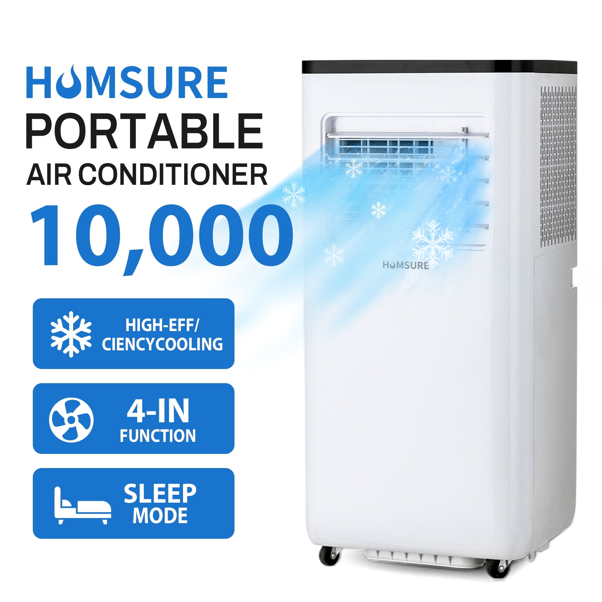 HUMSURE Portable Air Conditioners 10000 BTU, Room Air Conditioning, Portable AC Unit with Remote Control, Cooling, Dehumidifier and Fan, Automatic, Sleep 5 Mode Floor Air Conditioner