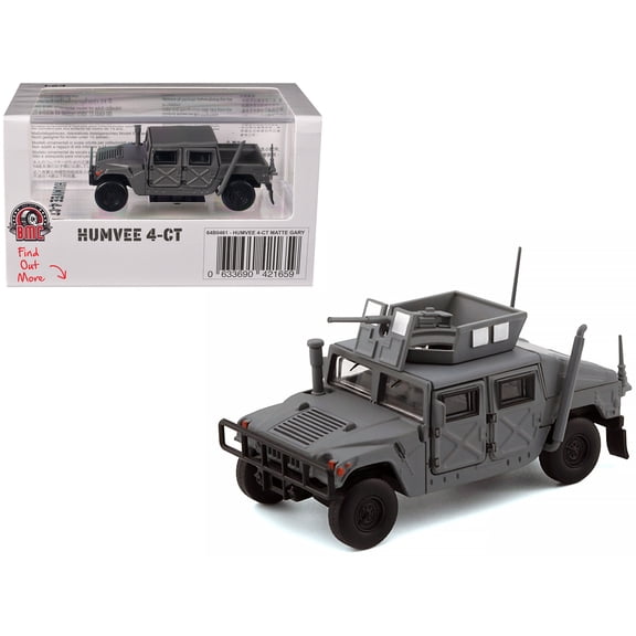 HUMVEE 4-CT Military Vehicle Matt Gray with Alternative Tops 1/64 Diecast Model Car by BM Creations