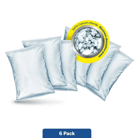 HUMYDRY 6-Pack Moisture Absorber Refills  Unscented 8.8 oz Bags  For Compact Dehumidifier  Humidity Control for Closets, Bathrooms & Small Spaces Up to 100 sq ft  No Electricity Needed