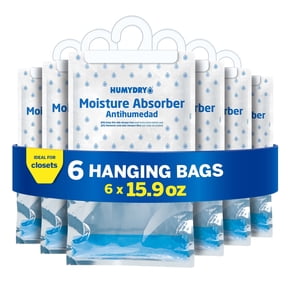 HUMYDRY Hanging Moisture Absorber Bags, Unscented, 15.9oz Bags, 6-Pack