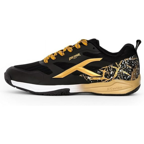 HUNDRED Beast Max Mens Badminton Sports Shoes(Non Marking) | Black-Gold | 7US/6UK/40EU | For Squash, Table Tennis, Volleyball, Basketball & Indoor | Lightweight & Durable | Paddle Pickle