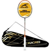 HUNDRED Powertek 1000 PRO Graphite Strung Badminton Racquet with Full Racket Cover (Black/Orange) | For Intermediate Players | 95 Grams | Maximum String Tension - 26lbs