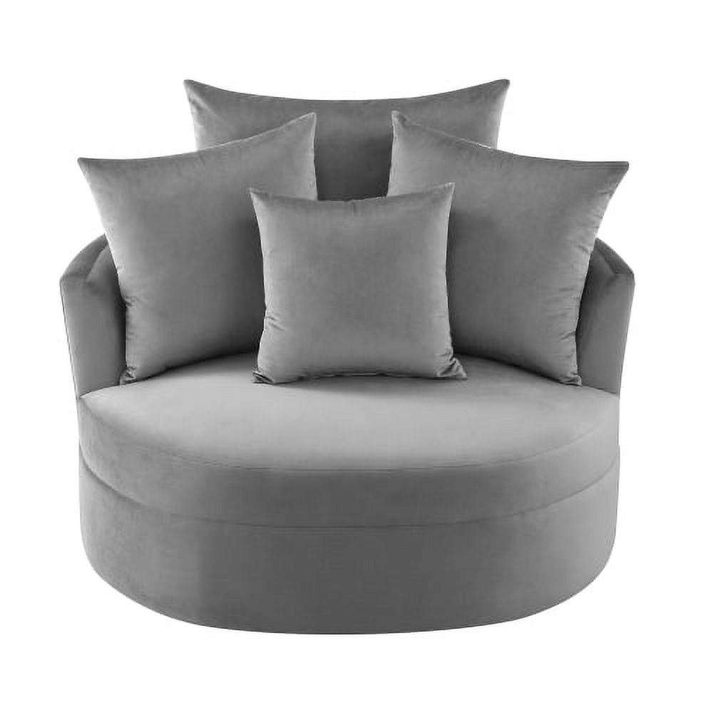 HUNLUYEN 360° Swivel Barrel Chair with 4 Movable Pillows, Modern Velvet