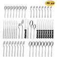thumbnail image 1 of HUNNYCOOK 48-Piece Silverware Set with Steak Knives for 8, Stainless Steel Flatware Cutlery Set For Home Kitchen Restaurant Hotel, Kitchen Utensils Set, Mirror Polished, Dishwasher Safe, 1 of 8