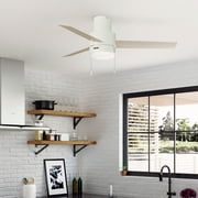 Hunter 52 inch Indoor Ceiling Fan with LED Light - White Modern Ceiling Fan with Pull Chain, For Bedroom or Living Room, Low Profile Mount, No Remote, 3 Blades - Brunner 51972, Matte White