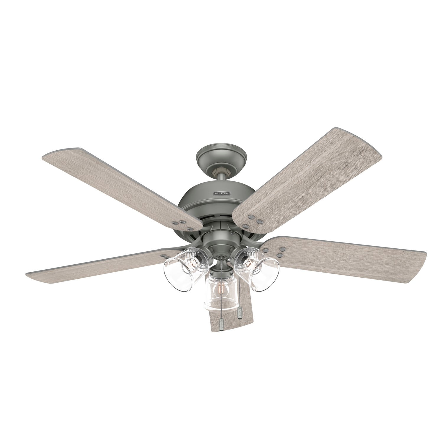 Matte Silver 52" Ceiling Fan with Light Kit and Reversible Blades