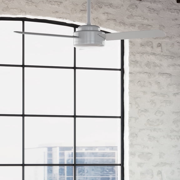 Hunter 44 inch Indoor Ceiling Fan No Light - Modern Ceiling Fan without Light, 3 Blades, Standard Mount, For Bedroom, Living Room, or Kitchen, Wall Control - Presto 52384, Dove Grey