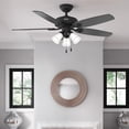 thumbnail image 1 of Hunter 52 inch Indoor Ceiling Fan with LED Lights - Black Ceiling Fan with Pull Chain, For Bedroom or Living Room, Standard Mount, No Remote, 5 Blades, Includes Bulbs- Builder Plus 52387, Matte Black, 1 of 13