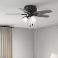 thumbnail image 1 of Hunter 42 inch Indoor Ceiling Fan with LED Lights - Black Ceiling Fan with Pull Chain, For Bedroom or Living Room, Low Profile Mount, No Remote, 5 Blades, Includes Bulbs - Newsome 52393, Matte Black, 1 of 18