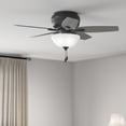 thumbnail image 1 of Hunter 42 inch Indoor Ceiling Fan with LED Light - Black Ceiling Fan with Pull Chain, For Bedroom or Living Room, Low Profile Mount, No Remote, 5 Blades, Includes Bulbs - Newsome 52394, Matte Black, 1 of 15