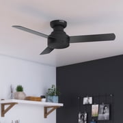 Hunter 44 inch Indoor Ceiling Fan No Light - Black Modern Ceiling Fan without Light, 3 Blades, Low Profile Mount, For Bedroom, Living Room, or Kitchen, Wall Control - Presto 52401, Matte Black