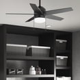 thumbnail image 1 of Hunter 44 inch Indoor Ceiling Fan with LED Light and Pull Chain - Black Modern Ceiling Fan, Standard Mount, 5 Blades, For Bedroom, Living Room, or Kitchen - Bardot 52492, Matte Black, 1 of 15
