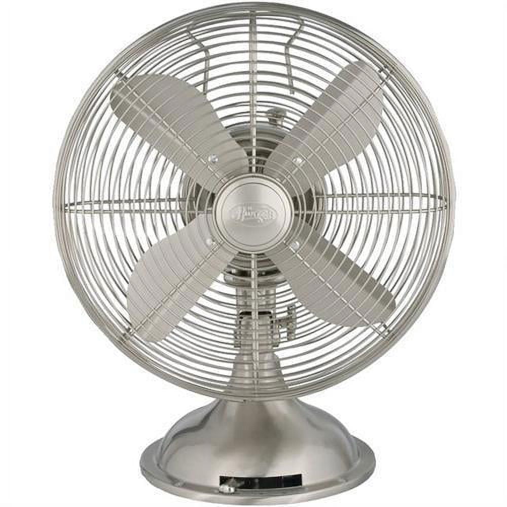 箱付き Hunter レトロ扇風機 model #90400 HUNTER 90400 12 Retro Personal Table Fan with Brushed Nickel