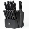 thumbnail image 1 of NULAS Knife Set, 15-Piece Kitchen Knife Set with Block, Self-Sharpening, Dishwasher Safe Knives & Anti-Slip Handles (Black), 1 of 8