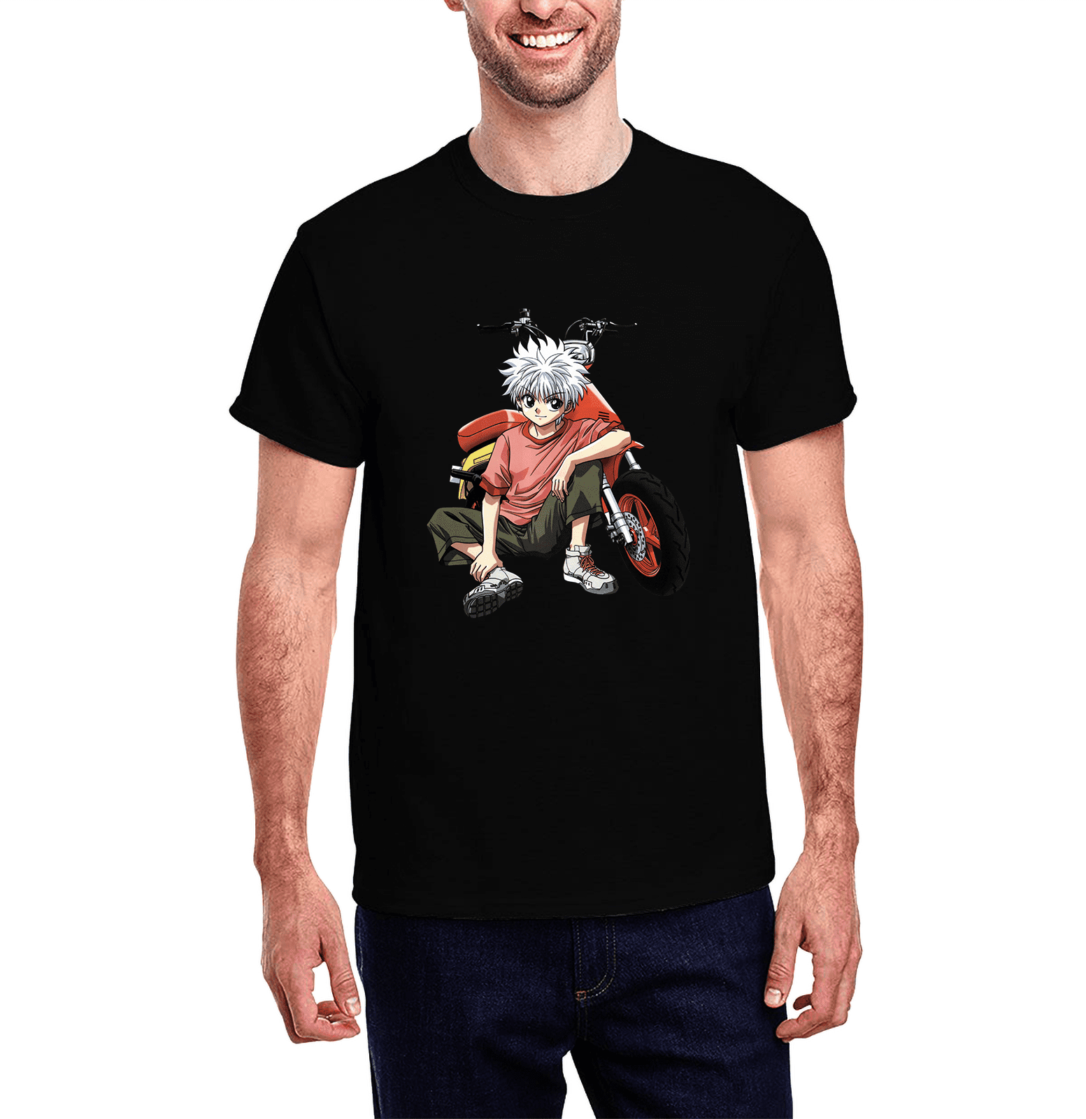 Killua Zaoldyeck T-shirts Lavés à Manches Courtes Anime T-shirt Vintage