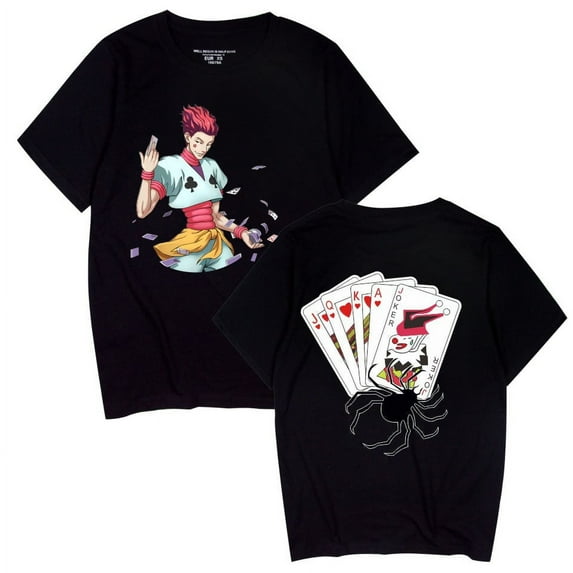 HUNTER × HUNTER Short Sleeve Hisoka T-Shirt Round Neck Summer Black & White Top