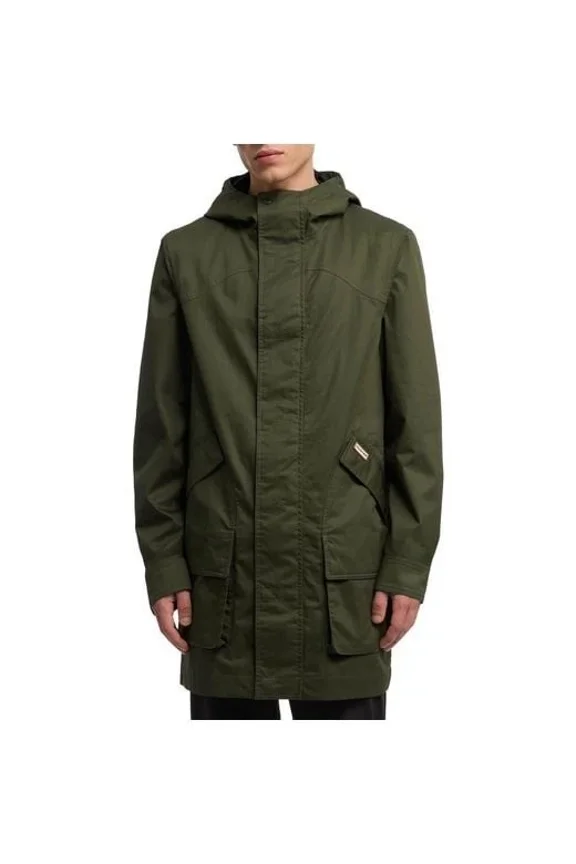 Men's Green Downing Hooded Rain Jacket Size Large
