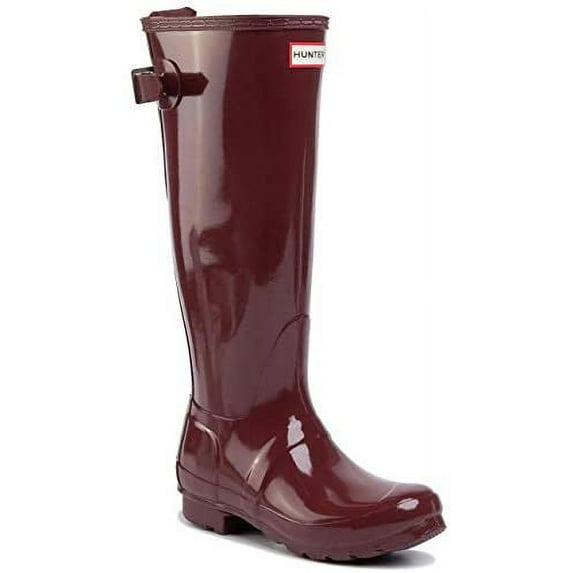HUNTER ORIGINAL BACK ADJUSTABLE GLOSS WOMEN RAIN BOOTS - Rumbling Red Gloss / 9