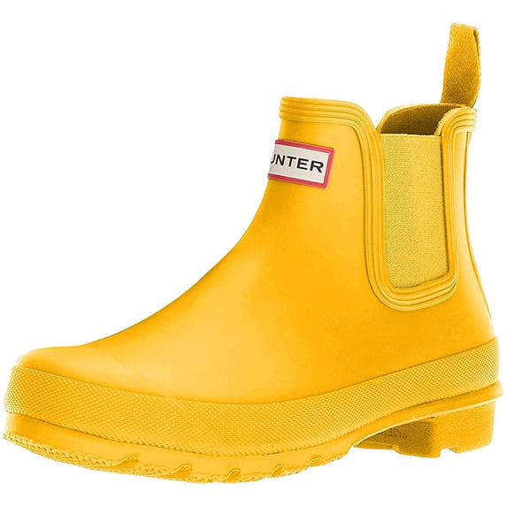 HUNTER ORIGINAL CHELSEA GLOSS WOMEN RAIN BOOTS - Yellow Gloss / 6