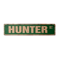 HUNTER Vintage Plastic Street Sign Childrens Name Room Sign | Indoor/Outdoor |  18" Wide