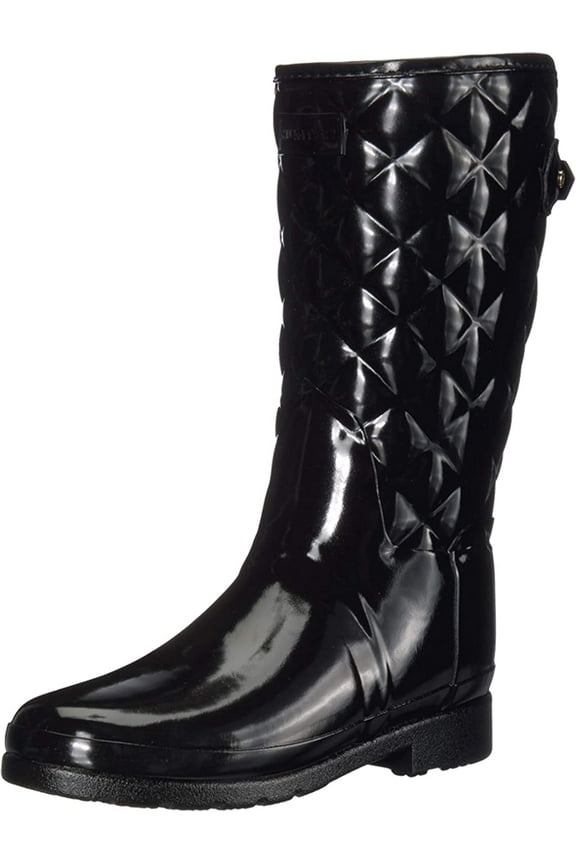 Womens Refined Gloss Quilt Short Rain Boots