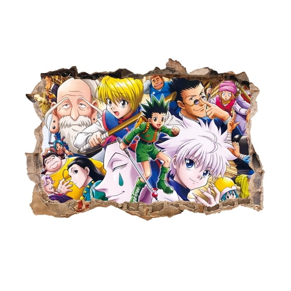 HUNTERxHUNTER Wall Sticker For Bedroom Living Room Nursery Party Decorations Anime Cartoon Background Self-Adhesive Wall Decor Baby Boy Girl Kids Room Wall Mural Decor Poster Gift