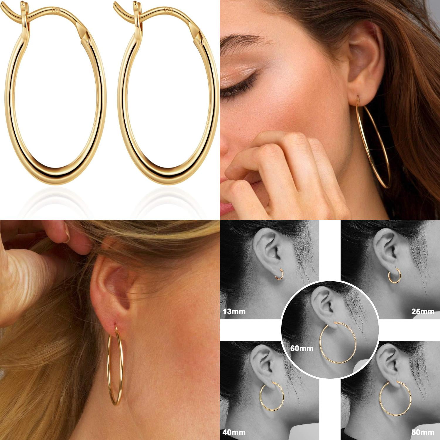 Light weight gold hoop earrings clearance