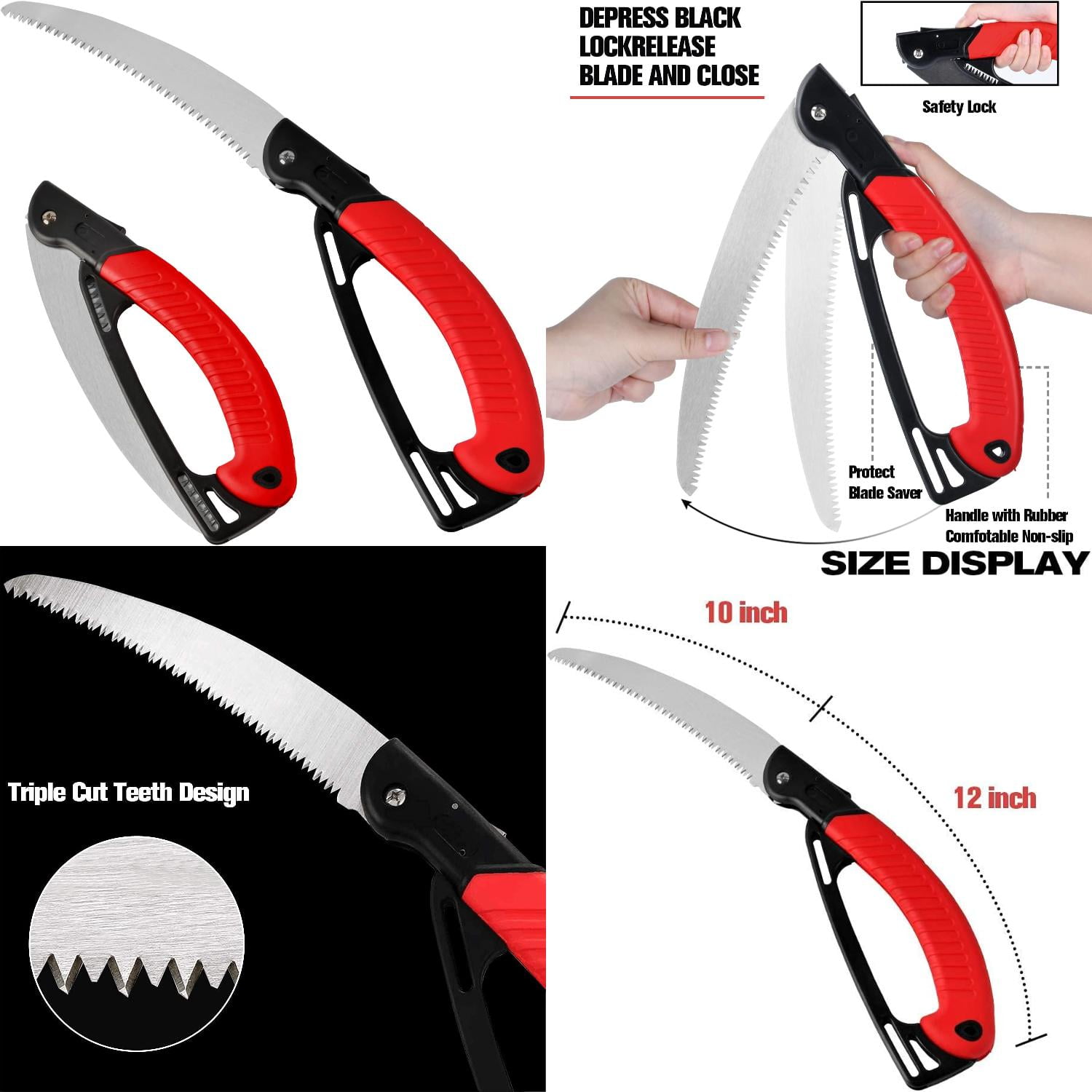 HUNXIAEI Perfect Folding Hand Pruning Saws 10” Curved Blade Ideal