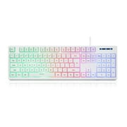 HUO JI CQ104 RGB Backlit USB Wired Membrane Keyboard for Computer Laptop OfficWhite
