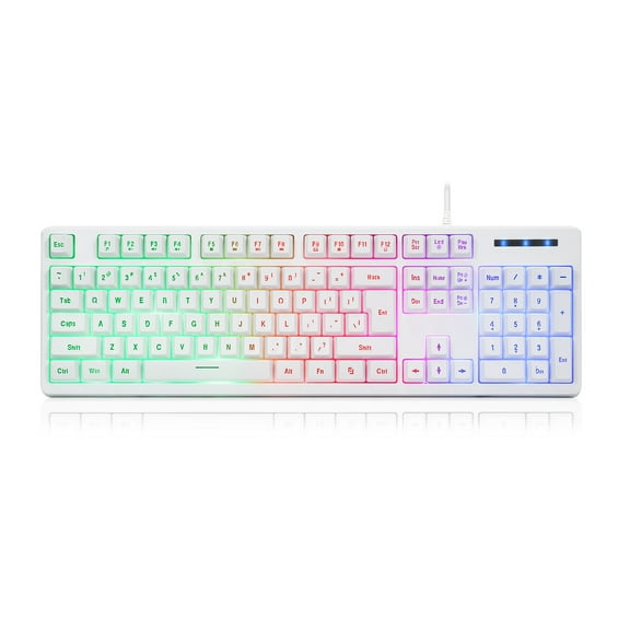 HUO JI CQ104 RGB Backlit USB Wired Membrane Keyboard for Computer Laptop Offic(White)