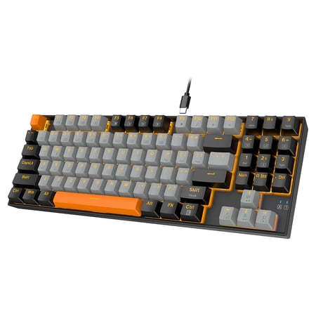 HUO JI E-YOOSO Z-13 Mechanical Gaming Keyboard Wired with Number Pad, LED Backlit, Linear Red Switch, Detachable USB-C Cable, Compact 89 Keys for Windows/Mac, Laptop/Computer, Grey Black