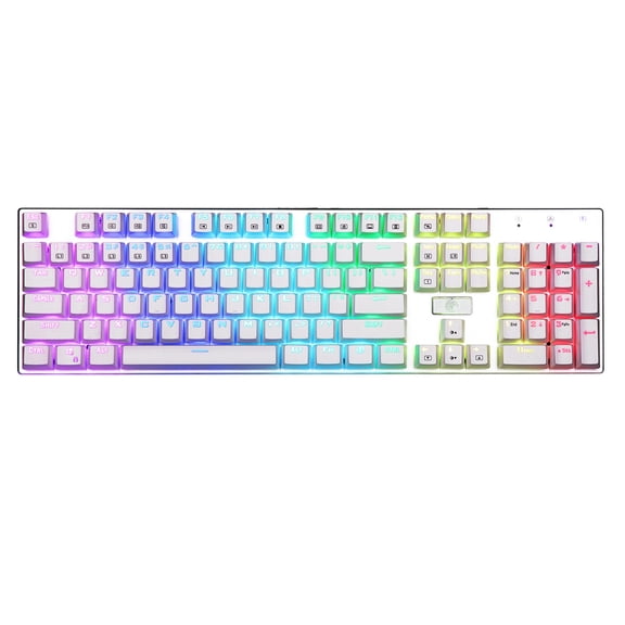 HUO JI E-Yooso Z-88 Mechanical Gaming Keyboard, Red Switches, Programmable RGB Backlit, 104 Keys Hot Swappable for Mac, PC, White