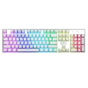 HUO JI E-Yooso Z-88 Mechanical Gaming Keyboard, Red Switches, Programmable RGB Backlit, 104 Keys Hot Swappable for Mac, PC, White