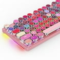 thumbnail image 1 of HUO JI Typewriter Wired Gaming Keyboard with RGB Backlight, Cute Pink, 1 of 6