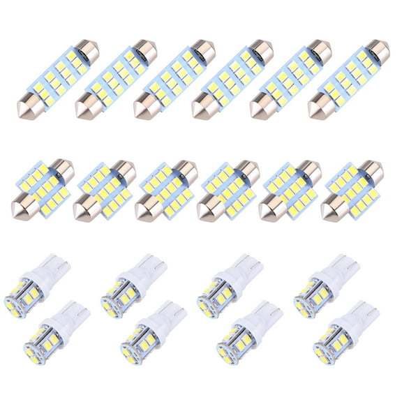 HUOEPU 20Pcs Dome Light LED Car Interior Bulb Kit Set T10 31MM 42SMD 6500K White Bulbs for Universal Vehicles Dome Map Door License Plate Lights 12V, Car LED Interior Light Replacement
