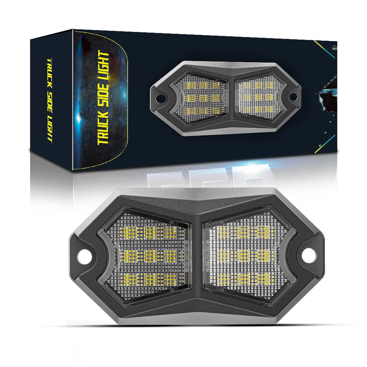 HUOEPU 210 Degree Wide Angle Rock Lights, 24 SMD Chip Super Bright LED Pods with 4 Meters Cable, IP67 Waterproof Off Road Lights for Trucks Jeep UTV ATV Boat