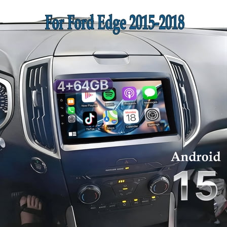 HUOEPU 4+64G Android 15 Car Radio for Ford Edge 2015-2018,9 inch for Wireless Carplay Andorid auto, Support Steering Wheel Control,WiFi & Bluetooth