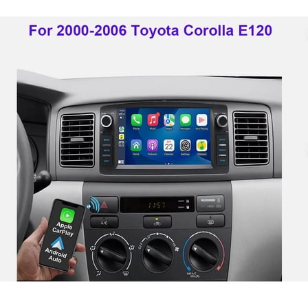 HUOEPU 4+64G Car Radio for Toyota Corolla 2000-2006, 7 Inch Android 15 Car Stereo with Wireless CarPlay & Android Auto Built-in GPS Navi, Bluetooth, WiFi,SWC