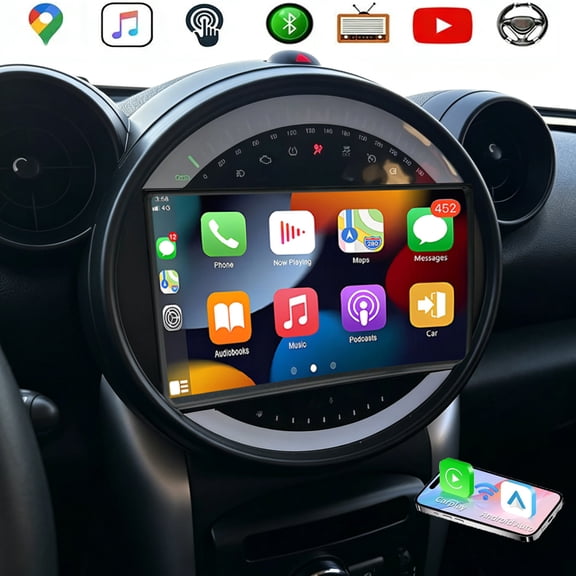 HUOEPU 9" IPS Touchscreen Car Stereo Radio for Mini Cooper 2010-2016, Android 13 Car Audio Receiver w/WiFi GPS Bluetooth AHD Backup Camera Mic,SWC/AV/FM/AM Radio Receiver, 2+32G