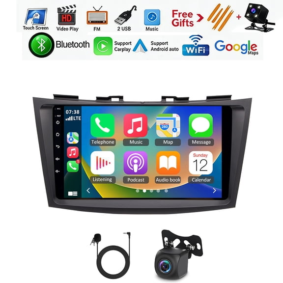 HUOEPU Android 15 Car Stereo for Suzuki Swift 2010-2016 9-inch Touch Screen with CarPlay and Android Auto Built-in GPS Steering Wheel Control 2GB+64GB
