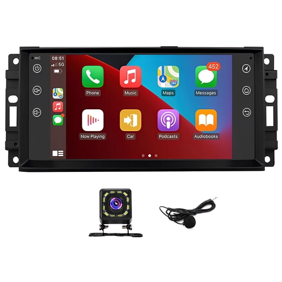 HUOEPU Android Car Radio for Jeep Wrangler Dodge, 7" Touch Screen Car Stereo, Wirelss Carplay Android Auto, GPS Navigator, WiFi, BT,FM,2+32G