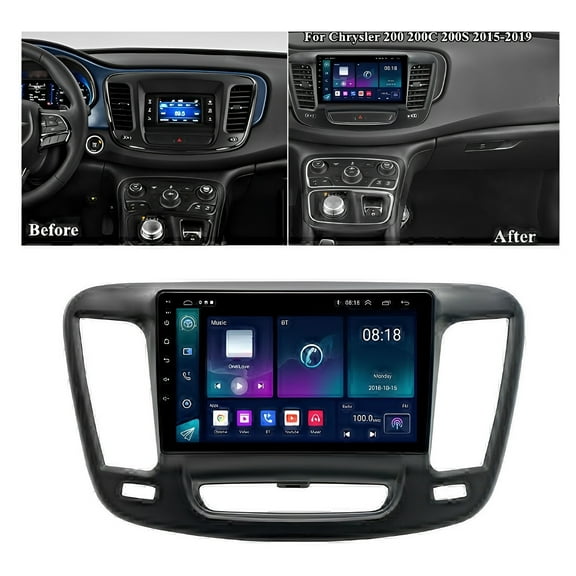 HUOEPU Car Radio for Chrysler 200 200C 200S 2015-2019, 2 +32GB ROM 9" HD Touchscreen Car Stereo Android 13, Wireless CarPlay & Android Auto, GPS Navigation & Bluetooth, Back-up Camera, FM Radio