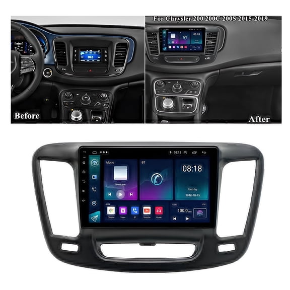 HUOEPU Car Radio for Chrysler 200 200C 200S 2015-2019, 2 +32GB ROM 9" HD Touchscreen Car Stereo Android 13, Wireless CarPlay & Android Auto, GPS Navigation & Bluetooth, Back-up Camera, FM Radio