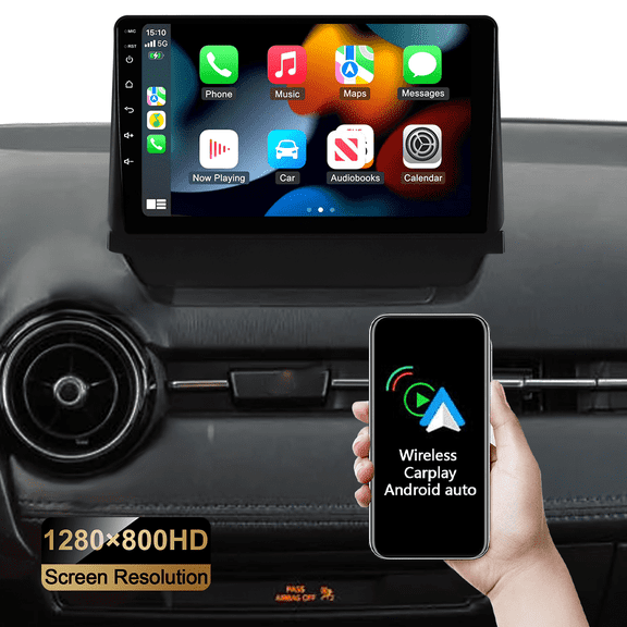 HUOEPU Car Radio Stereo for Mazda 2 Demio 2014-2023 Scion iA 2016 Toyota Yaris iA 2017-2018 with Wireless CarPlay Android Auto, 9inch Touch Screen Bluetooth FM GPS WiFi, 2+32G
