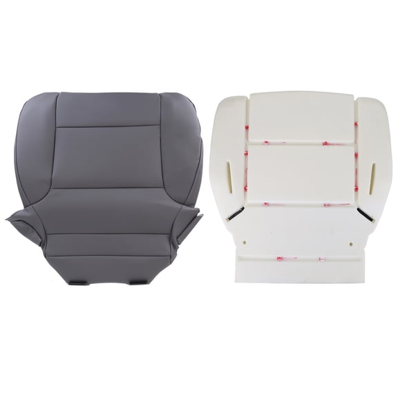 HUOEPU Driver Side Bottom Replacement Perforated Leather Seat Cover and Foam Cushion Gray Compatible with Chevrolet Silverado, for GMC Sierra 1500/2500HD/3500HD 2014-2019