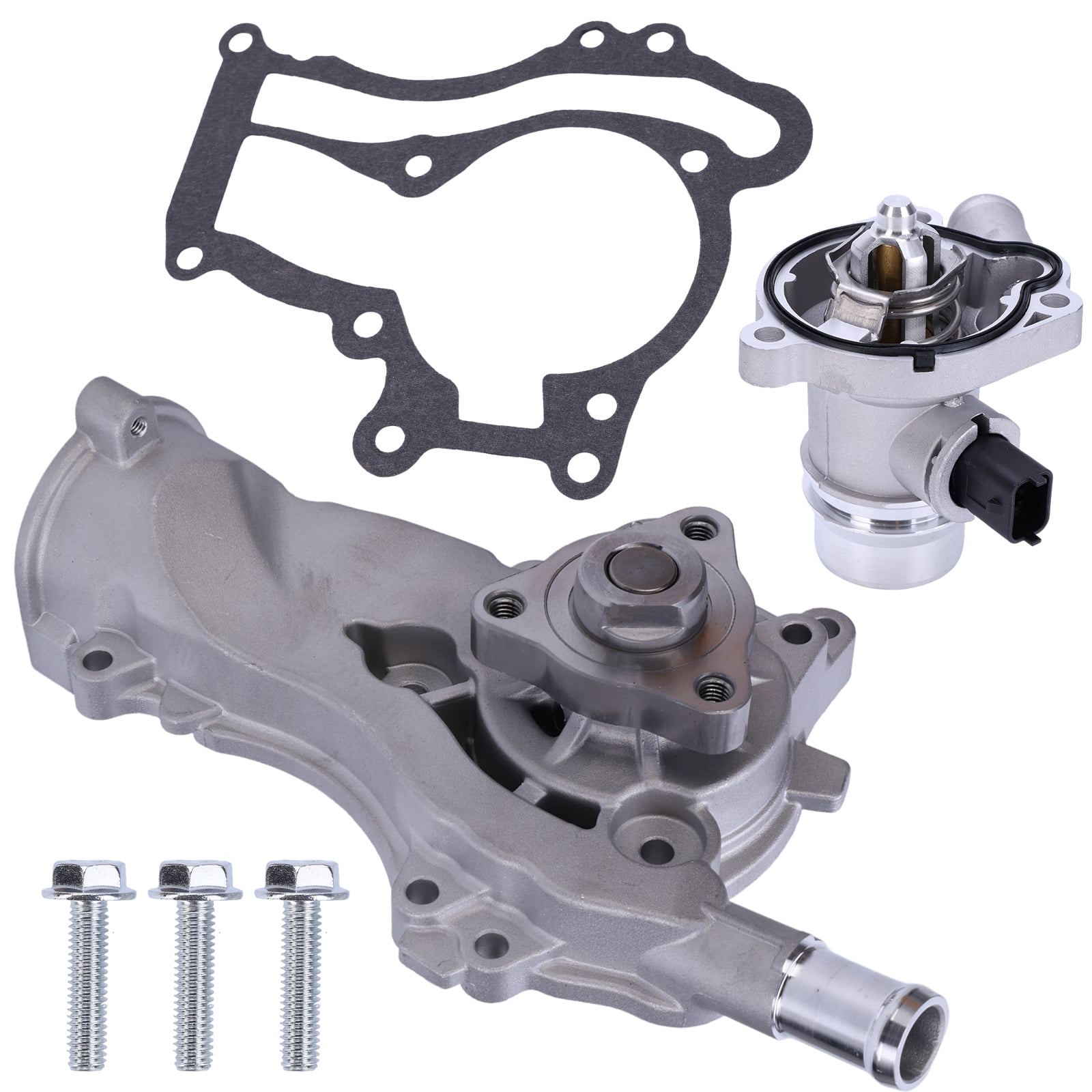 HUOEPU Engine Water Pump Kit w/Gasket with Thermostat Housing ...