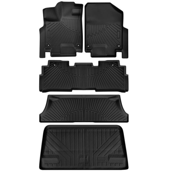HUOEPU Floor Mats and Cargo Liner Fit for Honda Odyssey 2018-2023 7-Piece All Weather Floor Mat 1st 2nd and 3rd Rows Car Mats and Trunk Liner Car Accessories