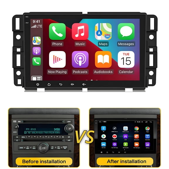 HUOEPU Radio for Chevrolet Silverado Tahoe Suburban for GMC Sierra Yukon, 8 Inch Android 15 with Wireless Carplay & Android Auto Built-in GPS, WiFi, Split Screen SWC,2+32G